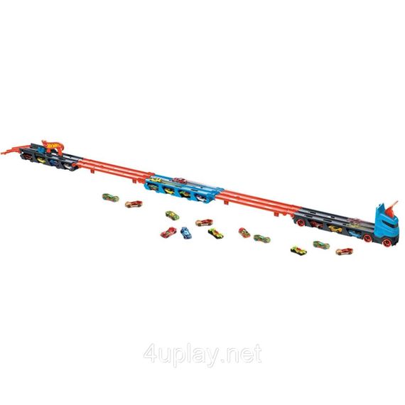 Трек автовоз Хот Вілс. Вантажівка транспортер на 20+ машинок. Hot Wheels Speedway Hauler Storage Carrier. 3 машинки в комплекті | Зображення 3