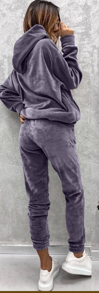 Женский велюровый костюм двойка джоггеры и худи IP445 цвет графит, размер S/M | Зображення 1