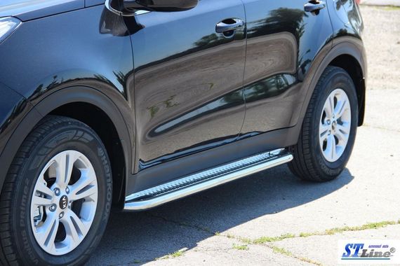 Боковые подножки KB001 (2 шт, нерж) 51 мм для Kia Sportage 2015-2021 гг | Зображення 6