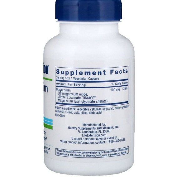 Микроэлемент Магний Life Extension Magnesium Caps 500 mg 100 Veg Caps | Зображення 1