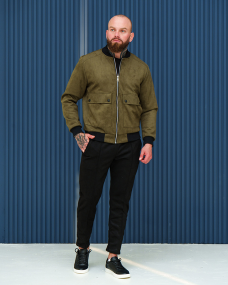 Бомбер замш карман Премиум хаки S | Зображення 4