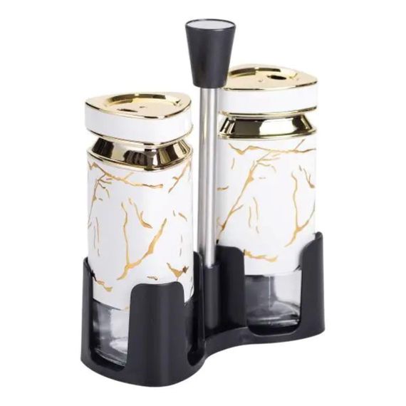 Набір для спецій на підставці солонка і перечниця по 120 мл Білий HP-1329 | Зображення 1