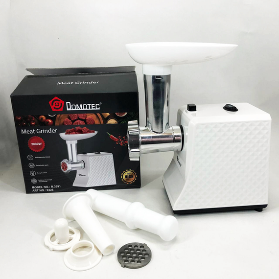 Мясорубка электрическая domotec r3391 2000w, мощная компактная мясорубка для дома, мясорубка 3 в 1 | Зображення 1