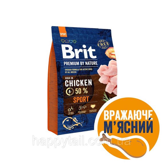 Энергетический корм Brit Premium by Nature Sport для активных собак всех пород, курица, 3 кг
