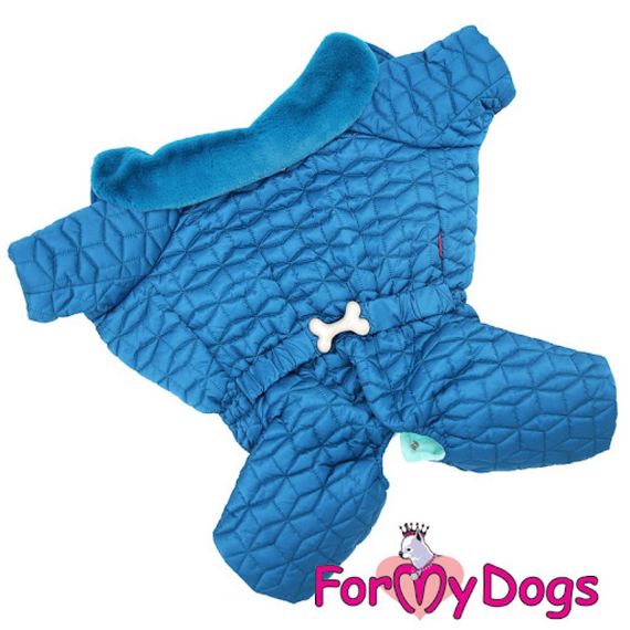 Зимний комбинезон для больших собак For My Dogs "Прошивка" синий