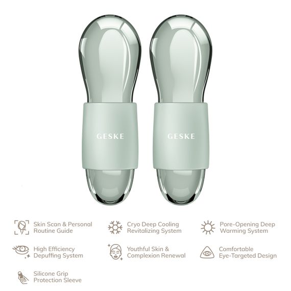 Подвійний масажер для очей GESKE Cool&Warm Duo Eye Massager 7в1 starlight, Зелений | Зображення 1
