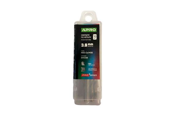 Сверло по металлу Apro - 3,8мм Co/M35 кобальт 5 шт. | Зображення 1