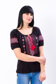 Вишиванка жіноча з коротким рукавом Носи своє 46 Чорний (p-661-49351)