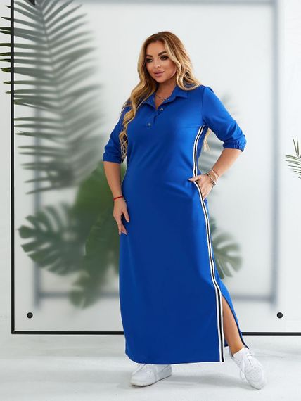 Женское спортивное платье длинное с разрезами MN141 цвет синий, размер 54/56 | Зображення 6