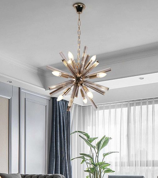 Люстра підвісна на 12 лампочок 26759 Хром 65-140х65х65 см.