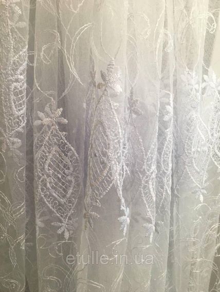 Короткий білий тюль фіранка фатін з люрексом, для дачі, кухні, коридору, на балкон, в спальню | Зображення 1