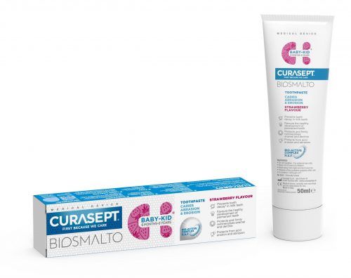 Зубна паста від 6 міс. до 6 років Curasept BIOSMALTO CARIES ABRASION AND EROSION, без фтору, 50мл