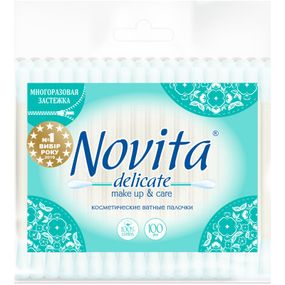 Ватные палочки Novita Delicate в полиэтиленовом пакете 100 шт. (4823071615906) - Топ Продаж!