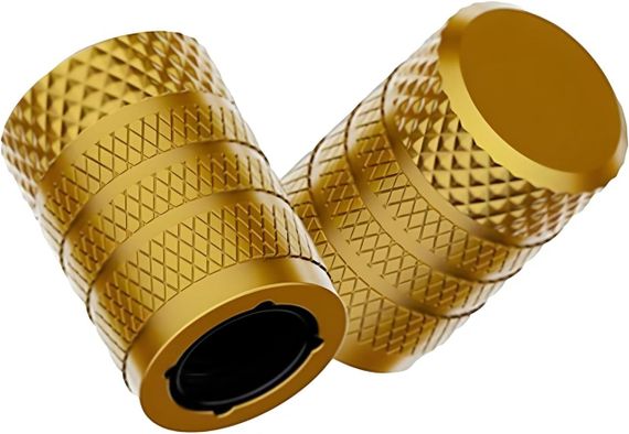 Защитные металлопластиковые колпачки Primo на ниппель, золотник автомобильных колес - Gold | Зображення 1