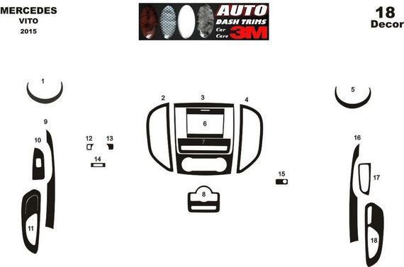Накладки на панель Карбон для Mercedes Vito / V W447 2014-2024 гг | Зображення 2