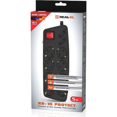 Сетевой фильтр питания REAL-EL REAL-EL RS-10 Protect, 5m, black (EL122300040) | Зображення 7