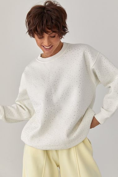 Теплий світшот із термостразами - молочний цвет, L (є розміри) | Зображення 4