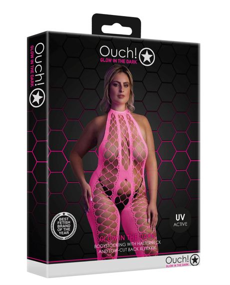 Бодістокінг - Ouch! Bodystocking With Halterneck Pink, XL/4XL | Зображення 2