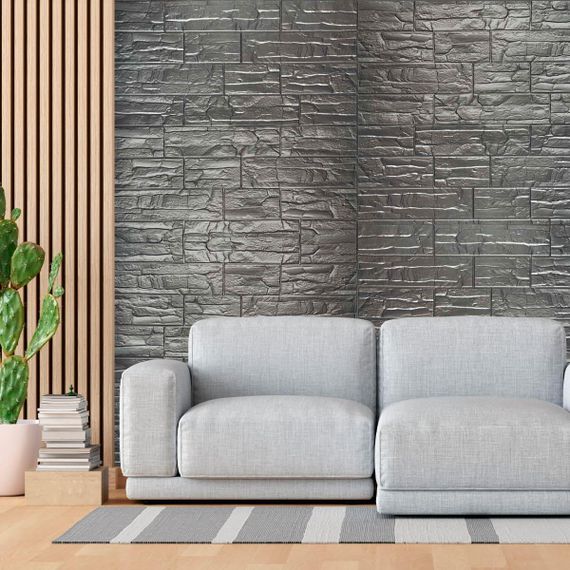 Самоклеюча 3D панель культурний камінь срібло 700x770x5мм (156) SW-00000751 | Зображення 3