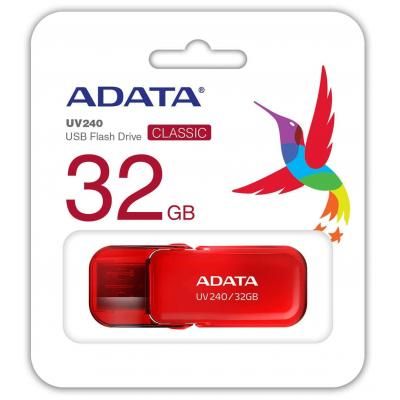 USB флеш накопичувач ADATA 32GB UV240 Red USB 2.0 (AUV240-32G-RRD) | Зображення 2