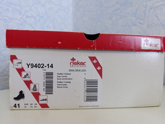 Новые Ботинки женские зимние Rieker р.41 артикул Y9402-14 синие новые | Зображення 1