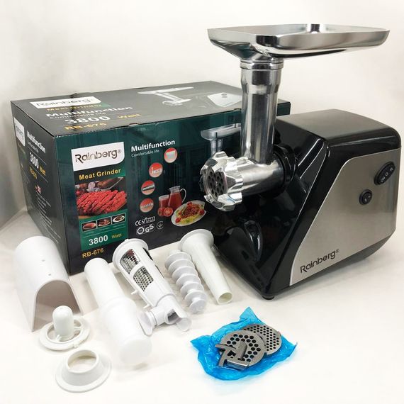 Мясорубка компактная Rainberg RB-676 3800W, Домашняя электромясорубка, Мясорубка-шинковка-терка YN-51 | Зображення 5
