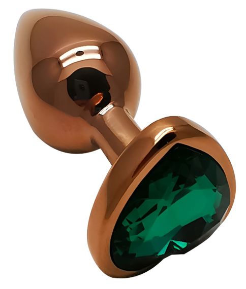 Анальная пробка с кристаллом EGZO - Dark Gold Heart Plug Marine, size S sexstyle | Зображення 1