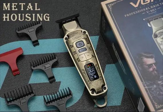Машинка для стрижки VGR V-901 • Триммер для волос с дисплеем и 4 насадками 1600 мАч | Зображення 4