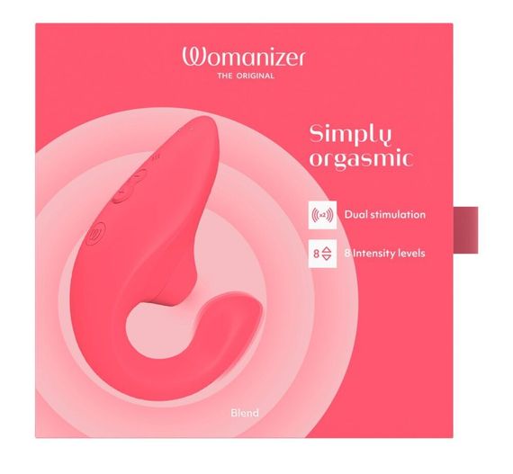 Вагінально-кліторальний стимулятор Womanizer Blend Vibrant Rose, вібрація + вакуум, 2 мотори | Зображення 6