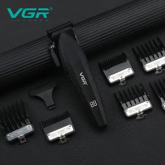 Аккумуляторная машинка для стрижки VGR V-640C BLACK, 6 насадок, LED дисплей, 9000RPM | Зображення 8