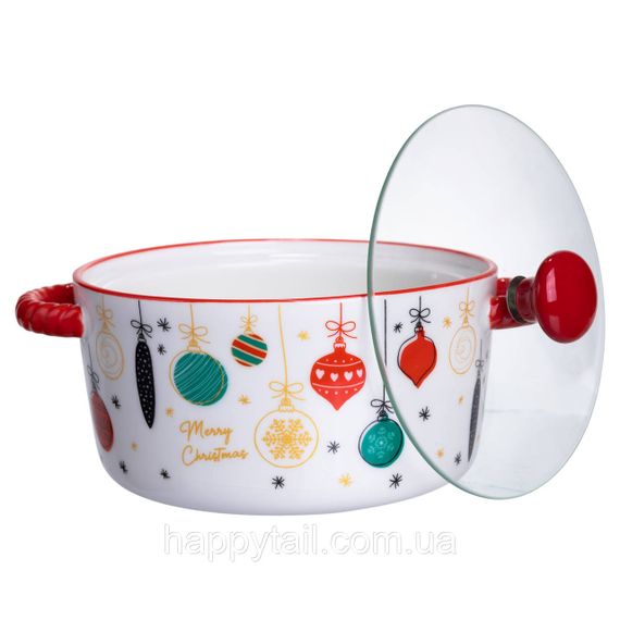 Супниця порцелянова Merry Christmas новорічна  800 (мл) з кришкою Yiwu FM-CS-9B | Зображення 2
