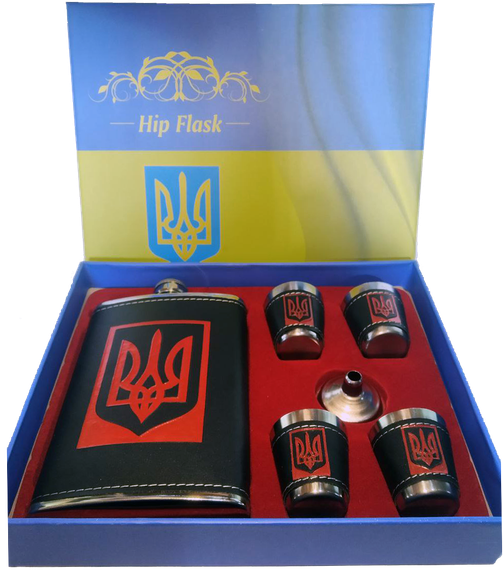 Подарунковий набір з флягою для чоловіків Ukraine 🇺🇦 6х1 TZ-15