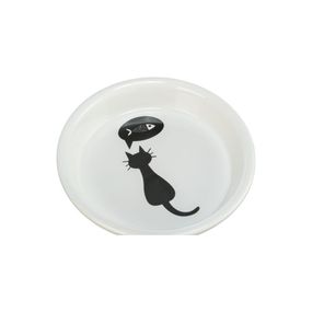 Миска Trixie для котів біла з чорним котиком керамічна 250 мл d-13 см