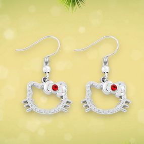 Сережки у формі Hello Kitty з червоним бантиком, стильні жіночі прикраси, 3.3 см