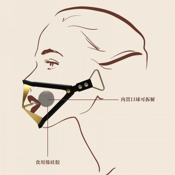 Маска кляп кіберпанк золотиста Lockink | Зображення 8