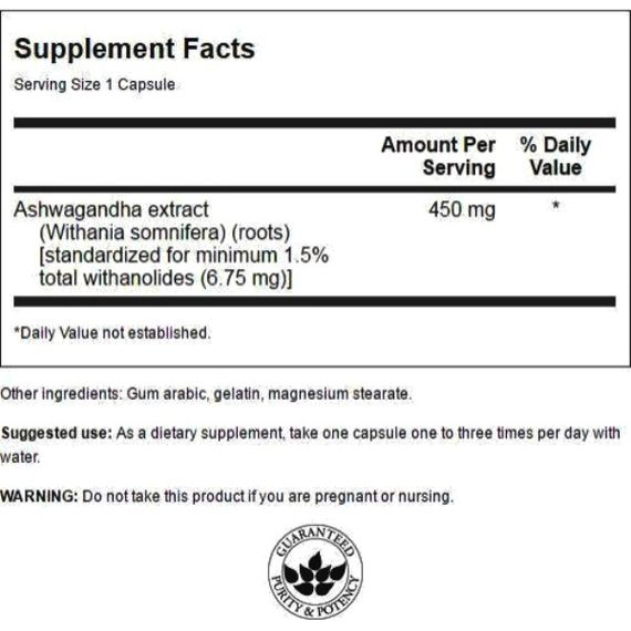 Ашваганда Swanson Ashwagandha Extract Standardized 450 mg 60 Caps | Зображення 1