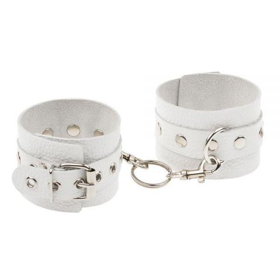 Наручники Leather Double Fix Hand Cuffs, White Sex Aura