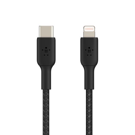Кабель Belkin USB-С - Lightning, BRAIDED, 2m, black (CAA004BT2MBK)