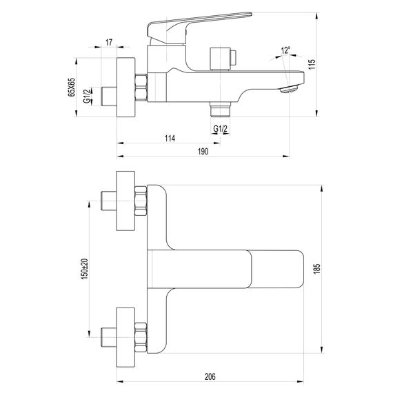 Змішувач для ванни TOPAZ ODISS TO 18101-H52 | Зображення 1