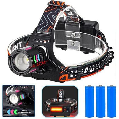 Налобний ліхтар NIGHT VISION FLUORESCENCE 8096 з LED PM10-TG + COB, 3x18650, Power Bank, ЗУ Type-C (47141-8096_254) | Зображення 1