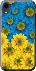 Чехол на iPhone XR Жёлто-голубые цветы "1048u-1560-17620"