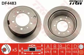 Диск Гальмівний TOYOTA LAND CRUISER 100, задн., вент. , TRW (DF4483)