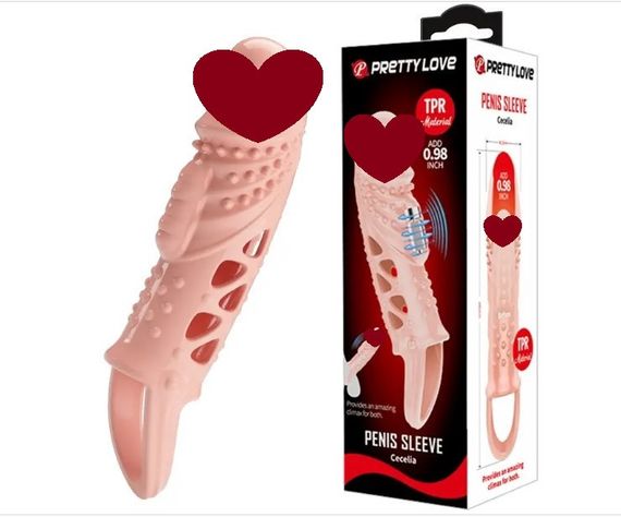 Подовжувальна насадка з вібростимуляцією (на 2,5 см) PRETTY LOVE — PENIS SLEEVE Cecelia Sex Aura