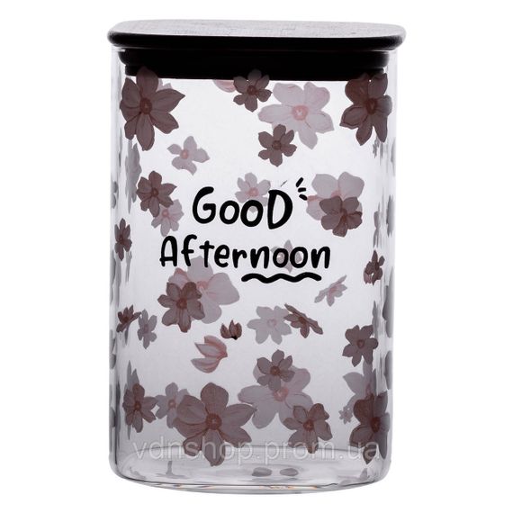 Банка для сыпучих продуктов с бамбуковой крышкой 1.2 л емкость для сыпучих стекло HP-34-23 | Зображення 3