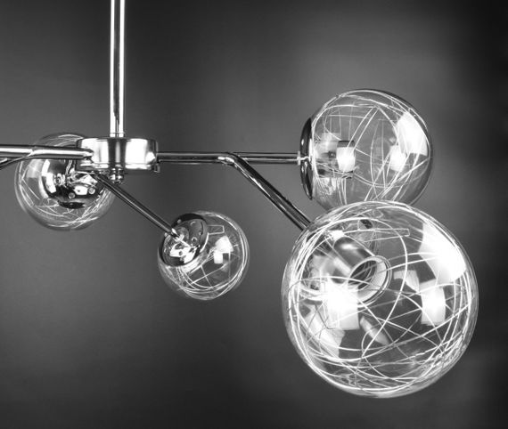 Люстра стельова на 6 лампочок 26219 Хром 25-63х65х65 см. | Зображення 3