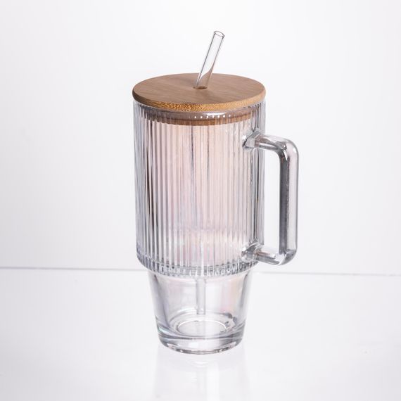 Кружка скляна з кришкою і трубочкою 750 (мл) HP-19-49 | Зображення 1