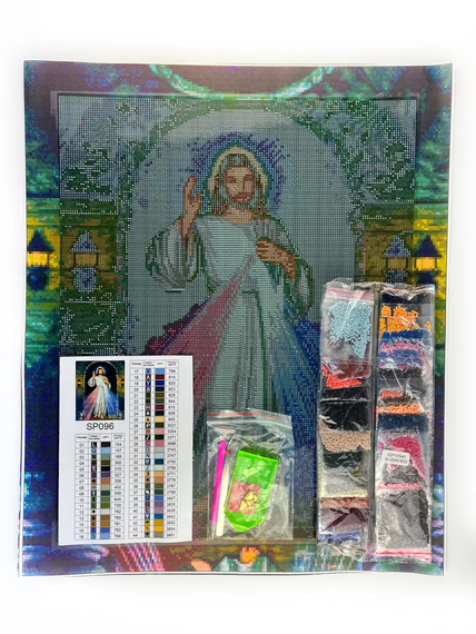 Алмазна мозаїка Ікона Ісусе уповаю на Тебе 40х50 см ColorArt SP096 | Зображення 2
