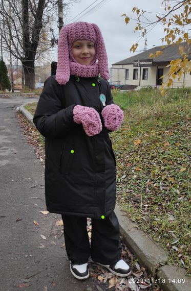 Балаклава колір 295 плюшева з вушками зайчика | Зображення 7