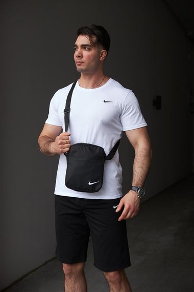 Комплект чоловічий Nike: футболка біла + шорти чорні + барсетка чорна (1586983583) | Зображення 1