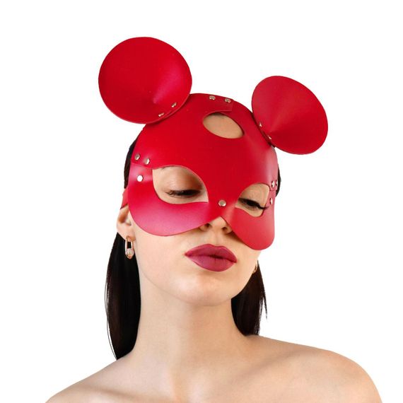 Шкіряна маска мишки Art of Sex - Mouse Mask, колір Червоний sexstyle